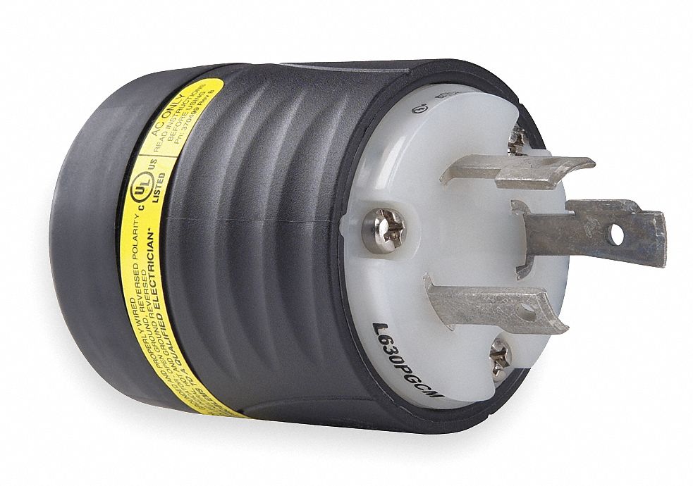 Grnd Mntring Plug 30A Blk Wht Nyl 3Blds