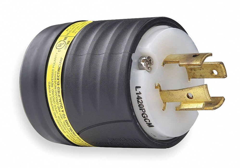 Grnd Mntring Plug 20A Blk Wht Nyl 4Blds