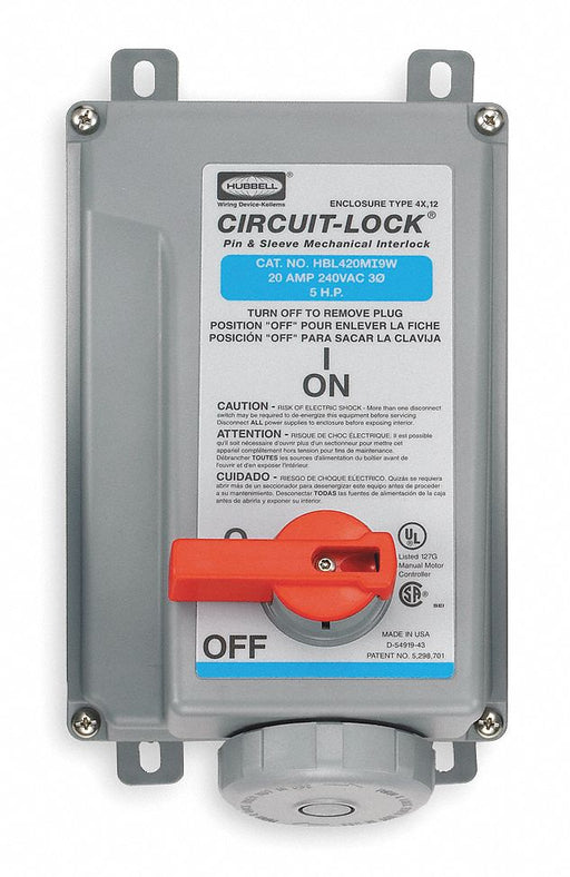 Mch Intrlk Device 3P4W 20 A 240V AC 5hp