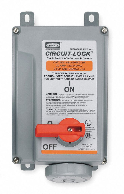 Mch Intrlk Dvc 3P4W 20 A 120/240V AC 2hp