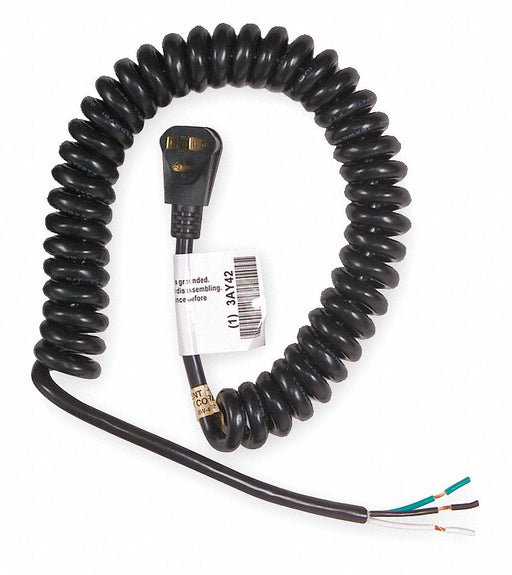 Coiled Power Cord 20 ft Black 16 AWG