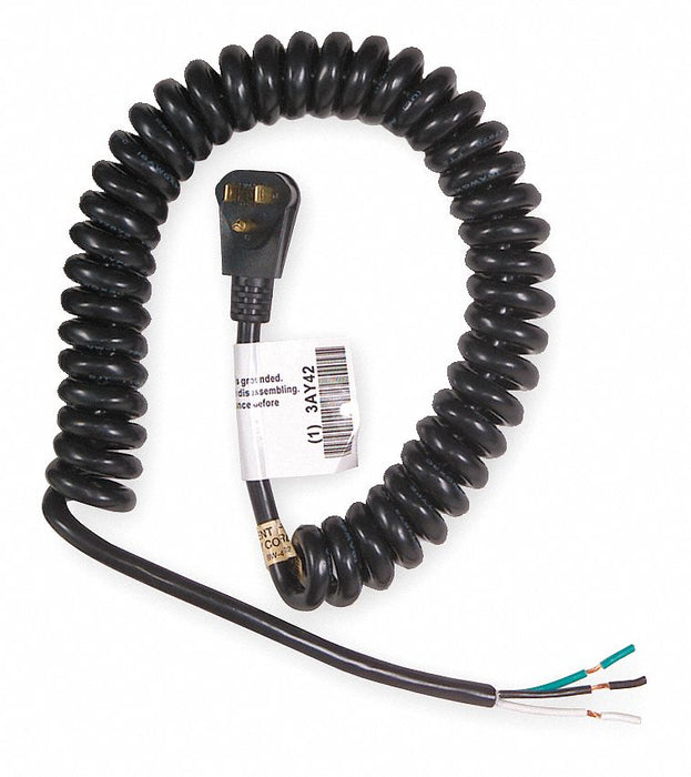 Coiled Power Cord 20 ft Black 16 AWG