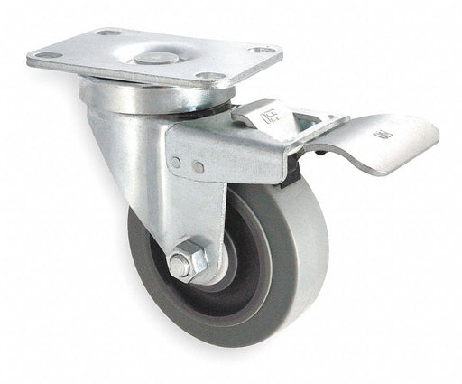 Plate Caster Swivel Rubber 4 1/4 H