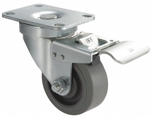 Plate Caster Swivel Rubber 4 1/4 H