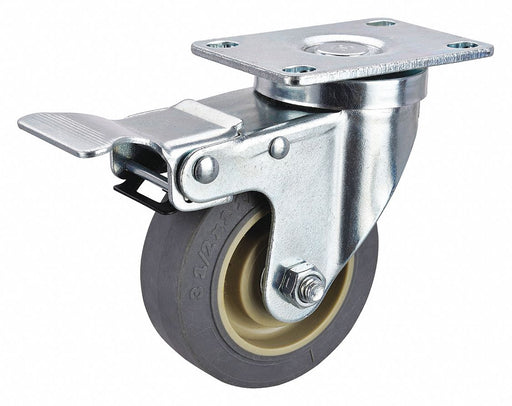 Plate Caster Swivel Rubber 4 11/16 H