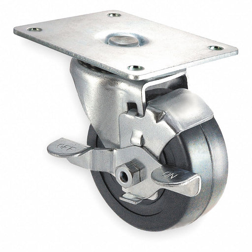 Plate Caster Swivel Rubber 3 3/4 H