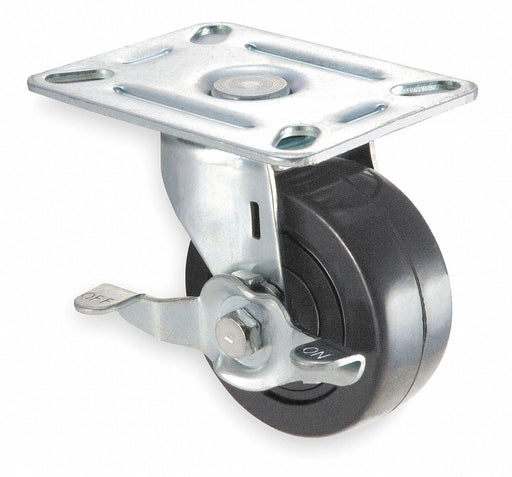 Plate Caster Swivel Rubber 3 3/8 H