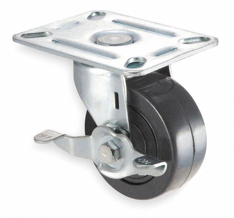 Plate Caster Swivel Rubber 3 3/4 H