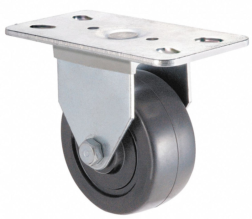 Plate Caster Rigid Rubber 3 3/4 H