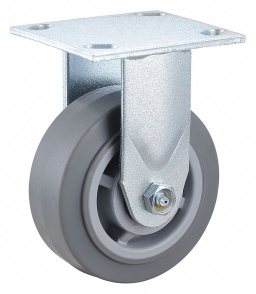 Plate Caster Rigid Rubber 6 1/2 H