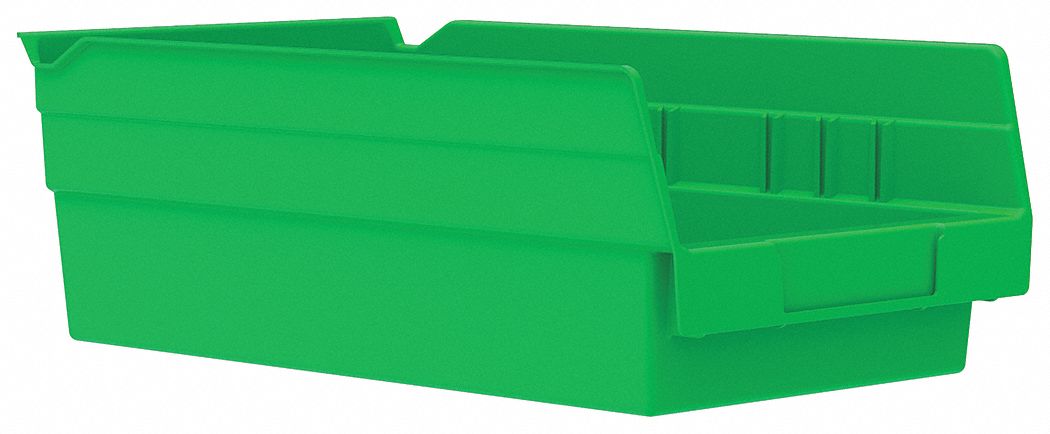 F8464 Shelf Bin Green Indstr Grd Poly 4 in