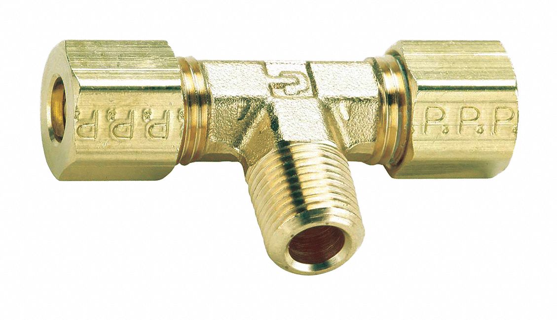 Tee Brass Comp1/4 MNPT1/8 PK10