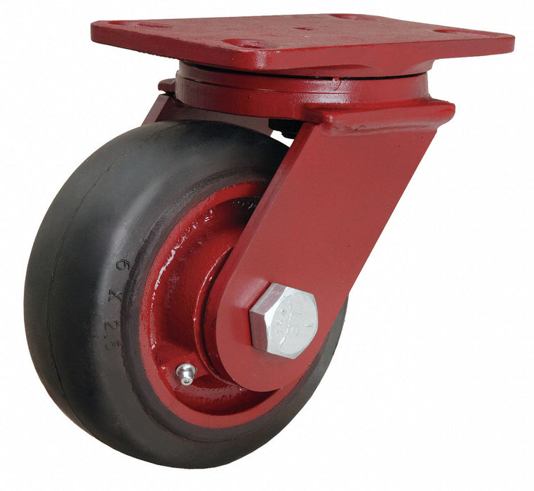 Plate Caster Swivel Rubber 7 1/2 H
