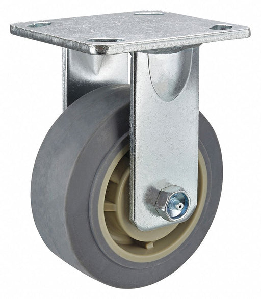 Plate Caster Rigid Rubber 6 1/2 H