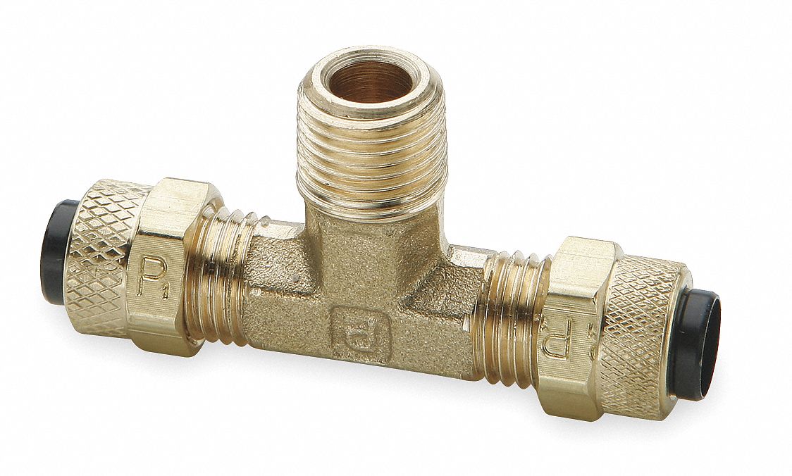 Tee Brass Comp5/16 5/16 MNPT1/8 PK10