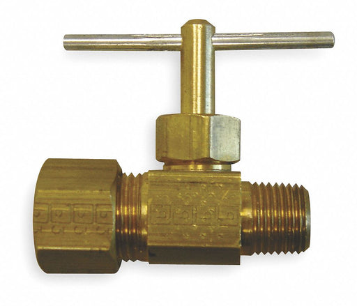 Needle Valve Straight Brass 1/4 x 3/8 In