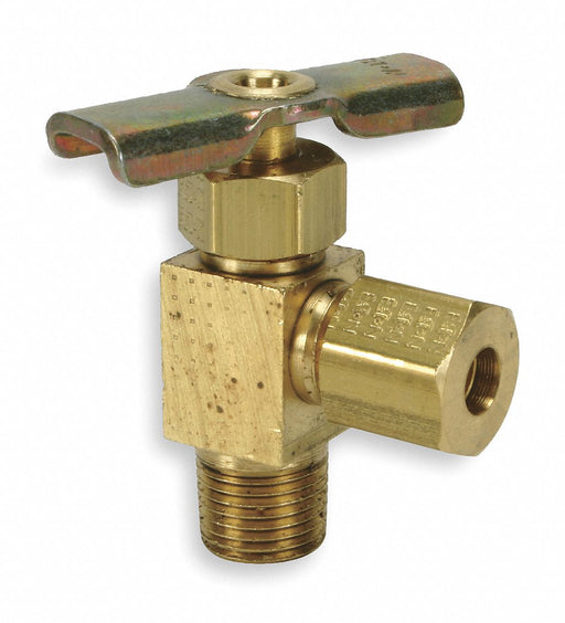 Needle Valve Angled Brass 1/8 x 3/16 In