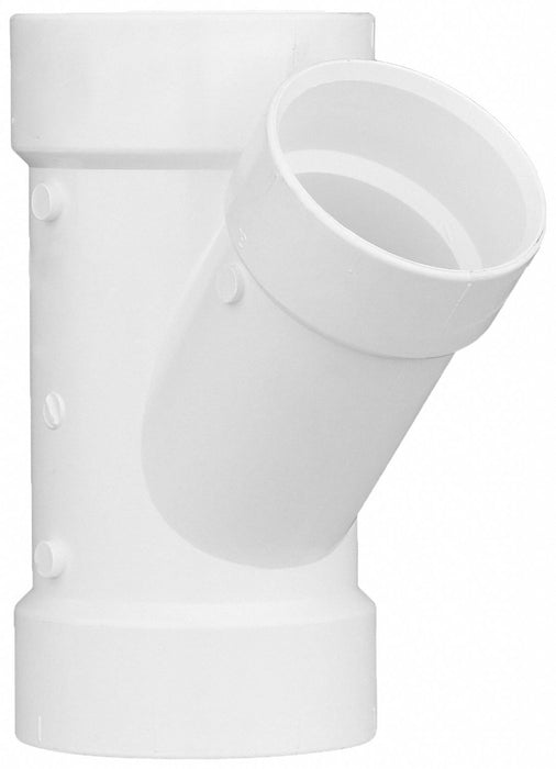 PVC Wye 4 in  4 in Hub 3 in
