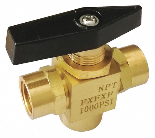 Manual 3-Way Ball Valve 1/4 Brass