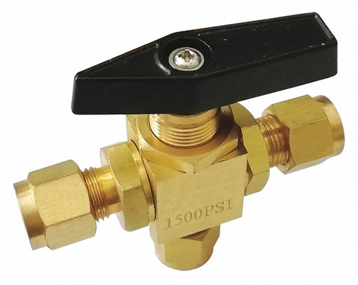 Manual 3-Way Ball Valve 1/4 Brass
