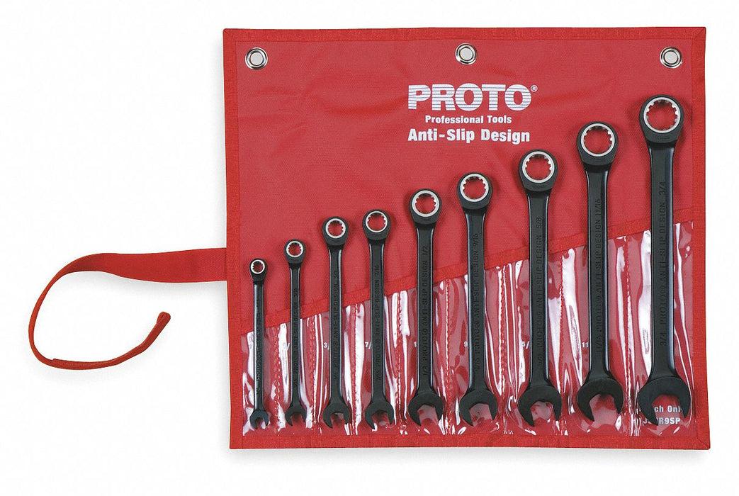 Combo Wrench Set Blk Chrome Standard 9Pc