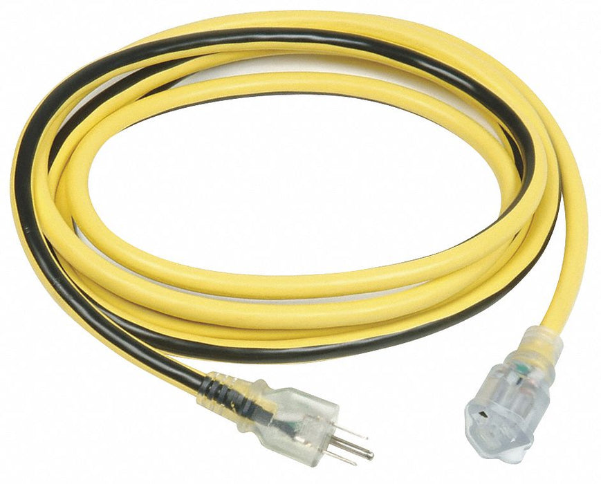 Ext.Cord 25ft Blk/Ylw 12AWG Round