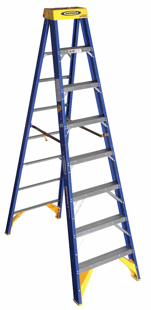 Stepladder Fiberglass 8 ft H 375 lb Cap