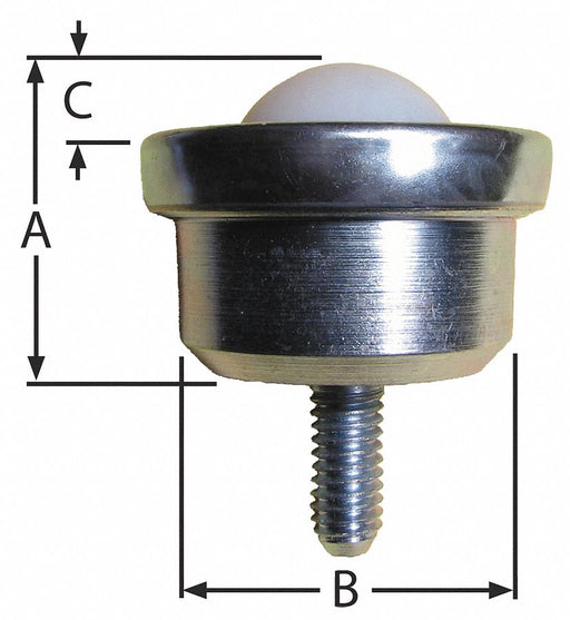 Ball Transfer Threaded Stud 5/8 Ball D