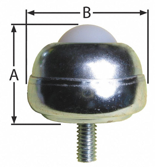 Ball Transfer Threaded Stud 1 Ball Dia.