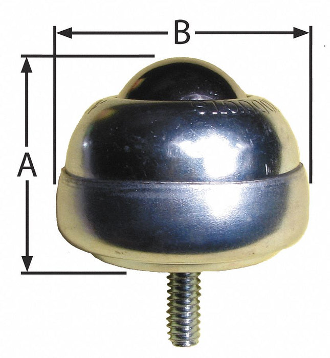 Ball Transfer Threaded Stud 1 Ball Dia.