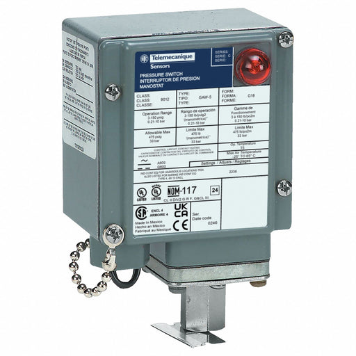 PressureSwtch 3-150psi Diaphragm 1NO/1NC