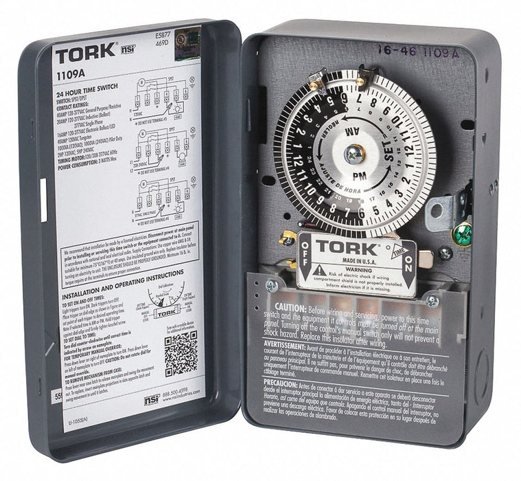 Electromechanical Timer 24 hr DPST Metal