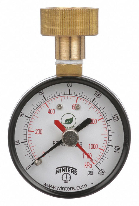 Max Pointer Test Gauge 2.5 in 0-160 psi