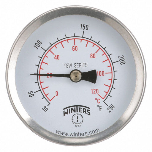 Thermometer Analog 30-250 deg 1/2 NPT