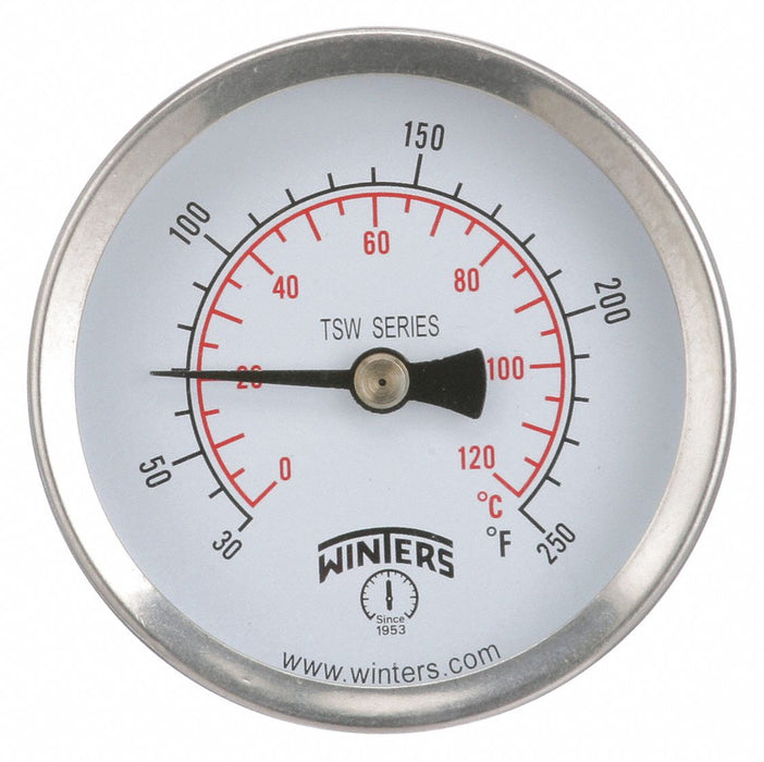 Thermometer Analog 30-250 deg 1/2 NPT