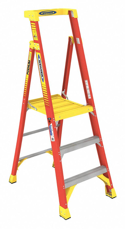 Podium Stepladder 3 ft Fiberglass 300 lb