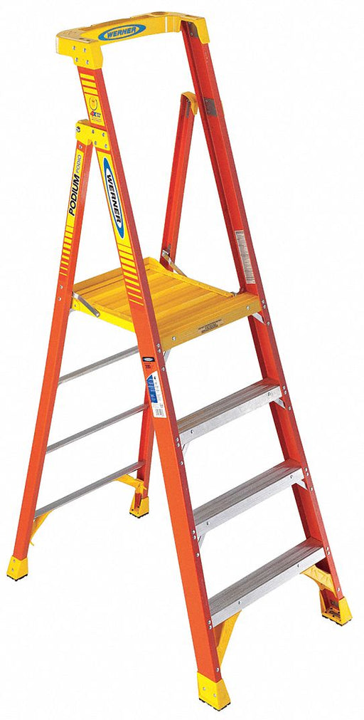 Podium Stepladder 6 ft Fiberglass 300 lb