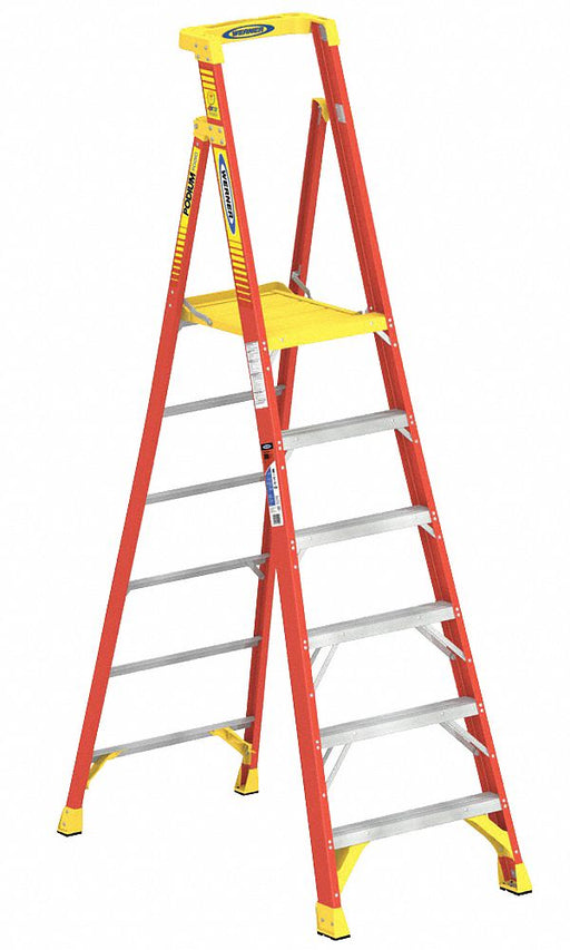 Podium Stepladder 6 ft Fiberglass 300 lb