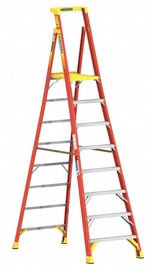 Podium Stepladder 8 ft Fiberglass 300 lb