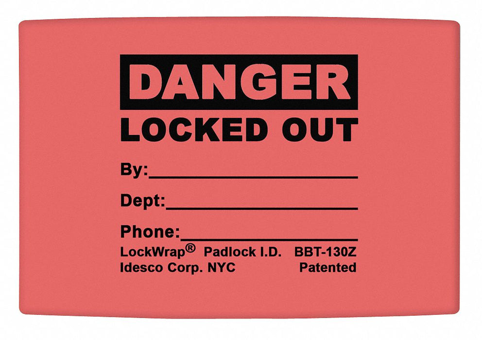 Padlock Label 1.625inx1.5in Olefin PK25