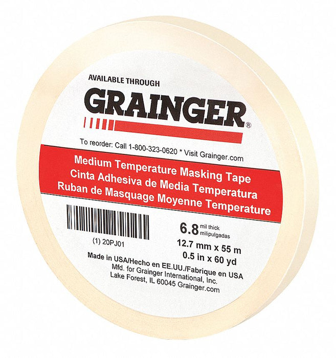 Masking Tape 1/2 W 60 yd L Tan