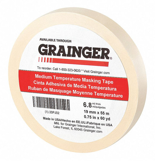 Masking Tape 3/4 W 60 yd L Tan