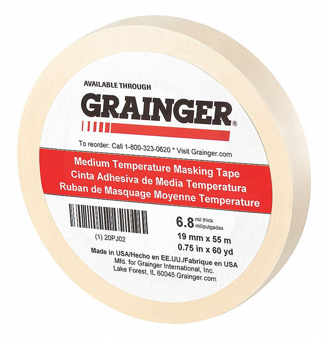 Masking Tape 3/4 W 60 yd L Tan