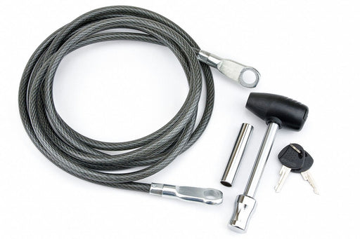 Receiver Lock and Cable 12 ft Steel Bk