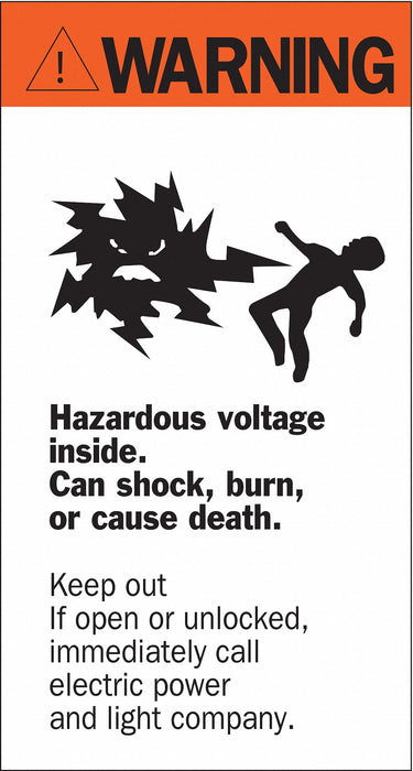 Hazardous Voltage Label 8 in x 4 1/2 in