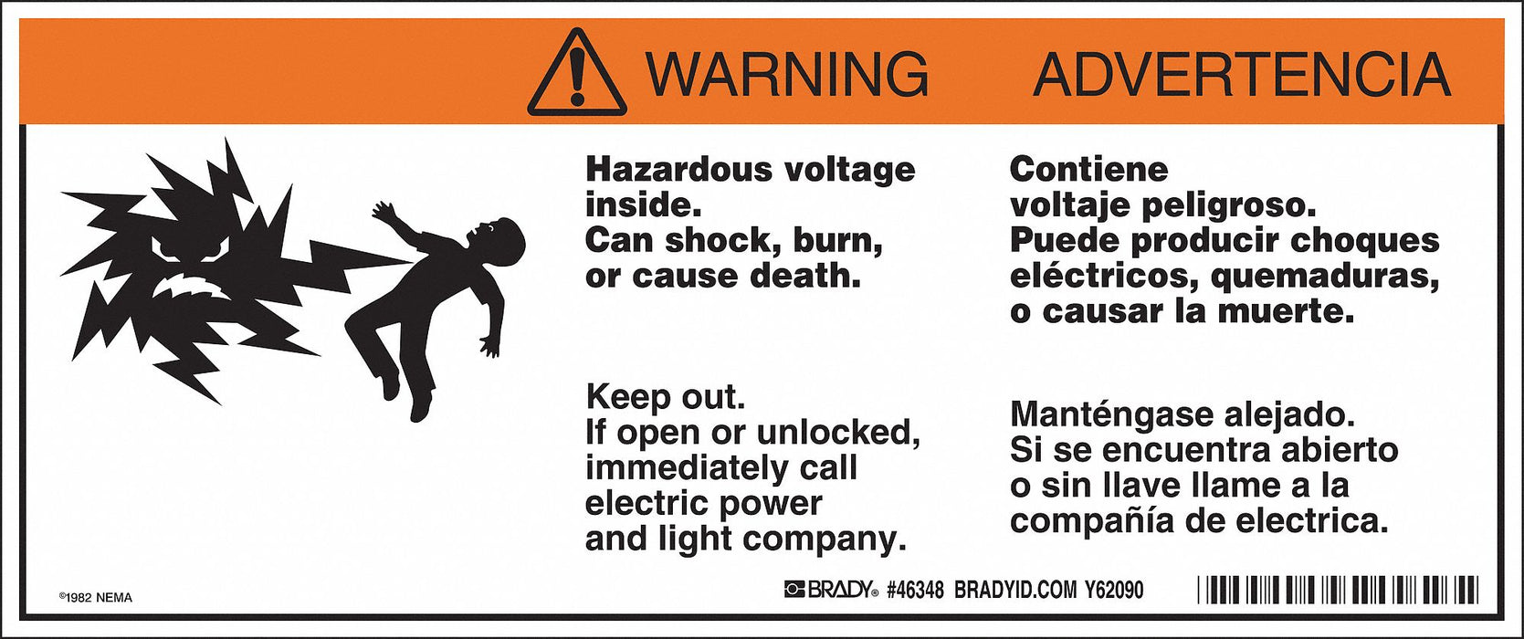 Bilingual Hzrd Volts Label 4.5inx10.75in