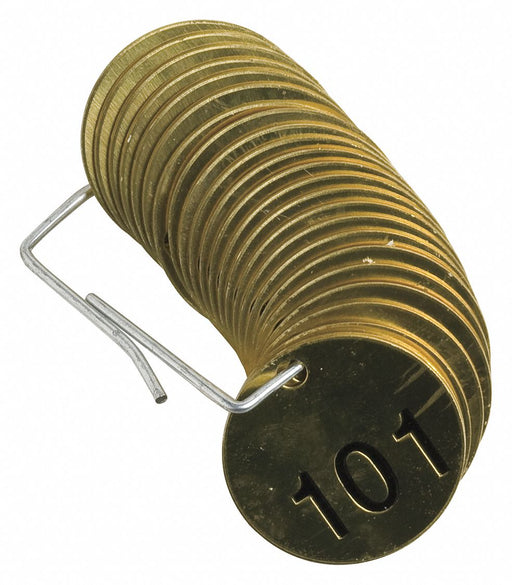 Numbered Tag Set Brass 1 1/2in W PK25