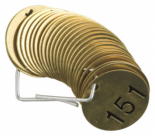 Numbered Tag Set Brass 1 1/2in W PK25