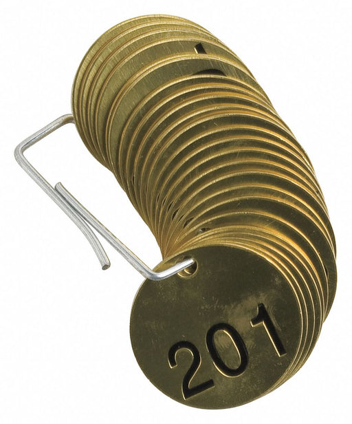 Numbered Tag Set Brass 1 1/2in W PK25