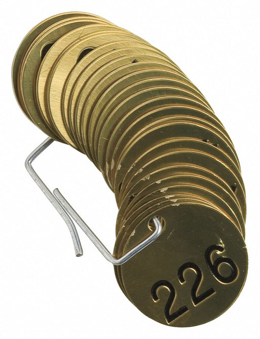 Numbered Tag Set Brass 1 1/2in W PK25